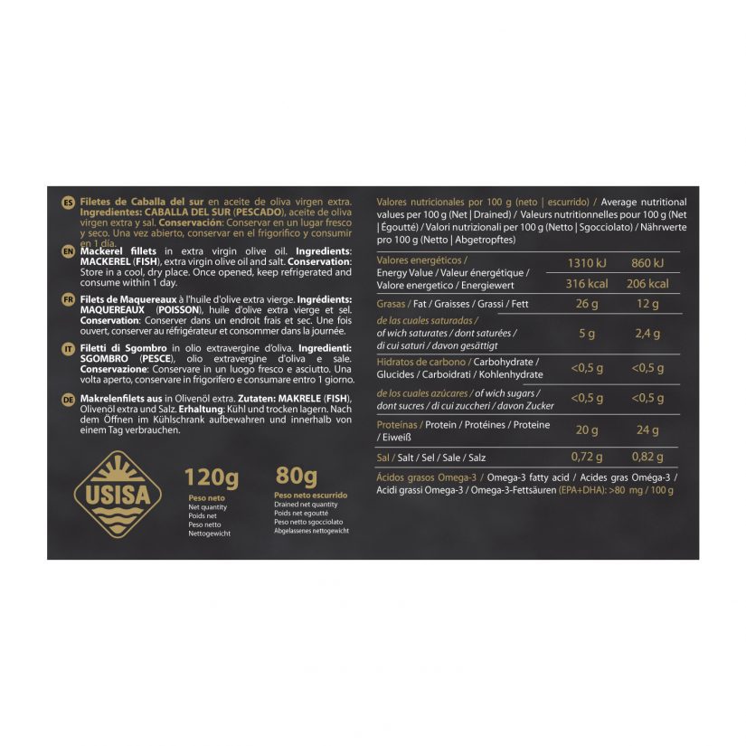 USISA - Andalusian Mackerel fillets in extra virgin olive oil 125gr. - Image 2