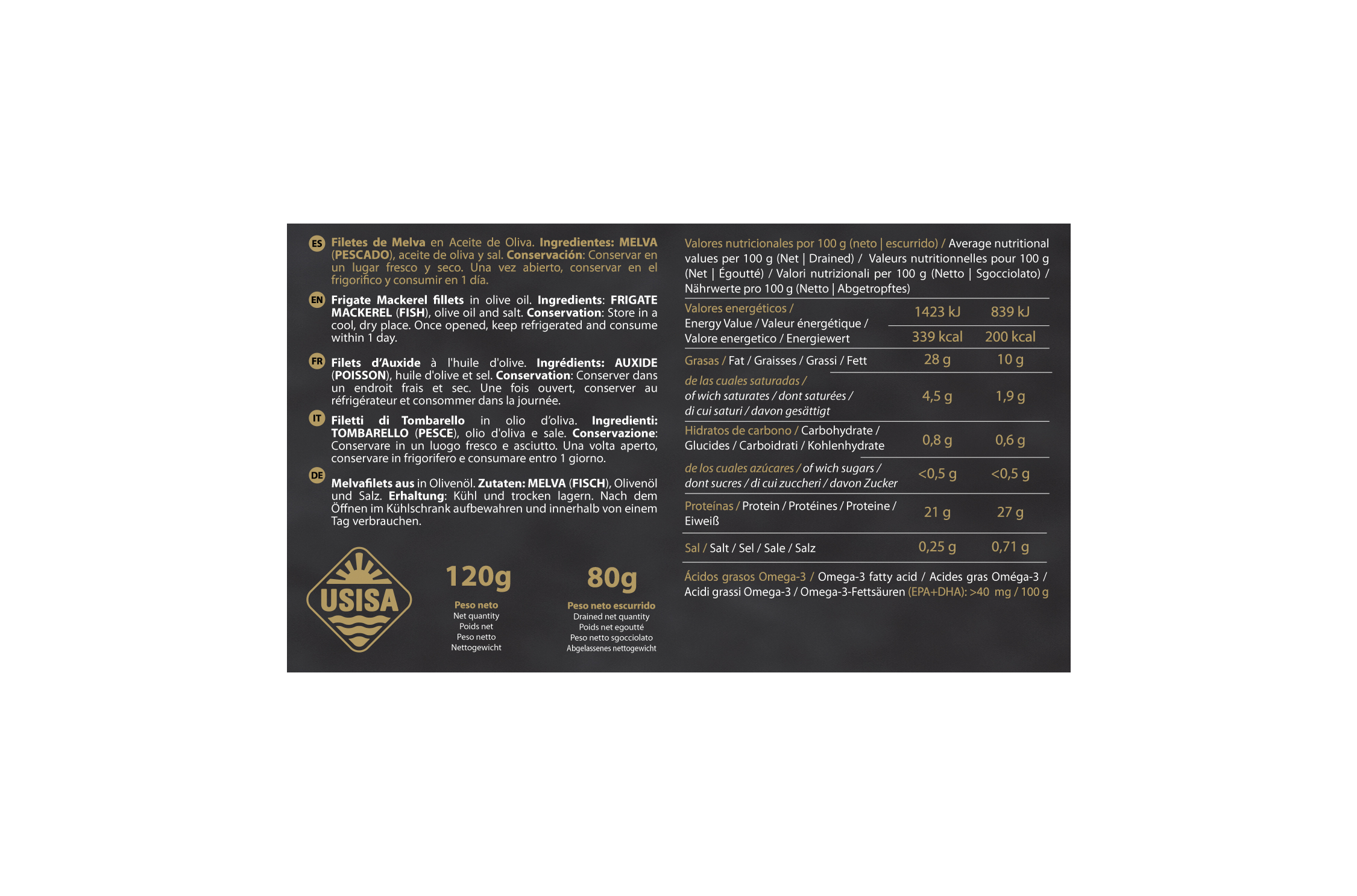 USISA – Andalusian Frigate Mackerel Fillets in Olive Oil 125g. USISA - Andalusian Frigate Mackerel Fillets in Olive Oil 125g. - Image 5