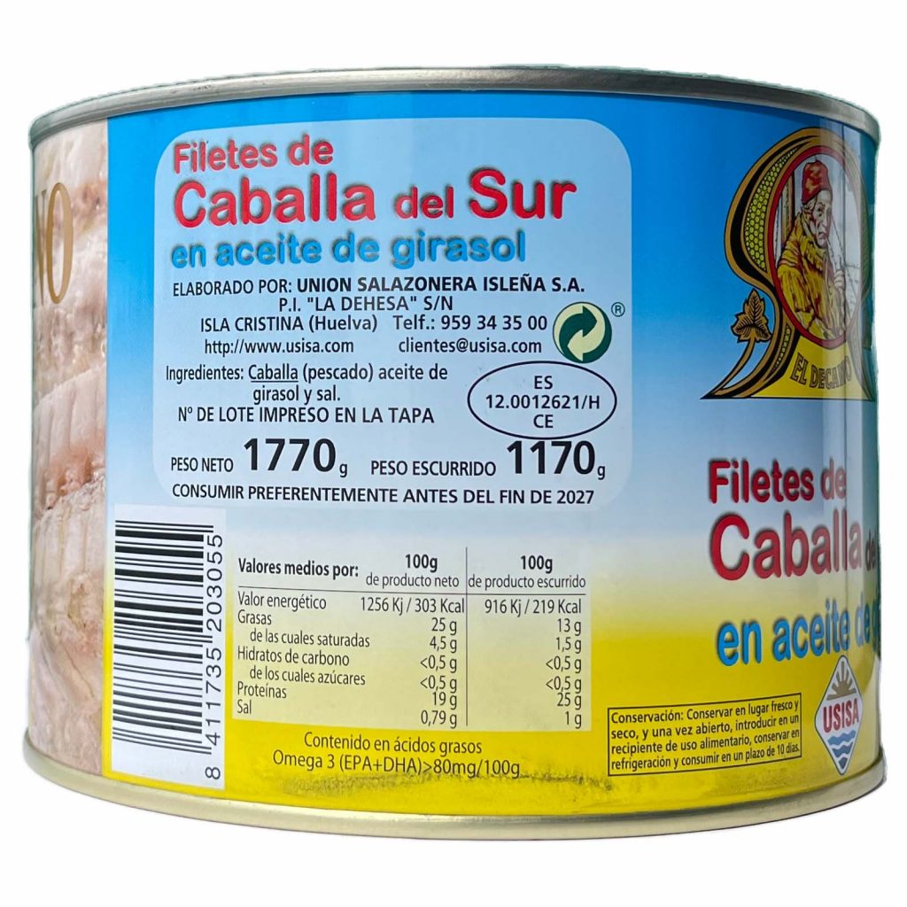 Mackerel fillets in sunflower oil El Decano Canned mackerel