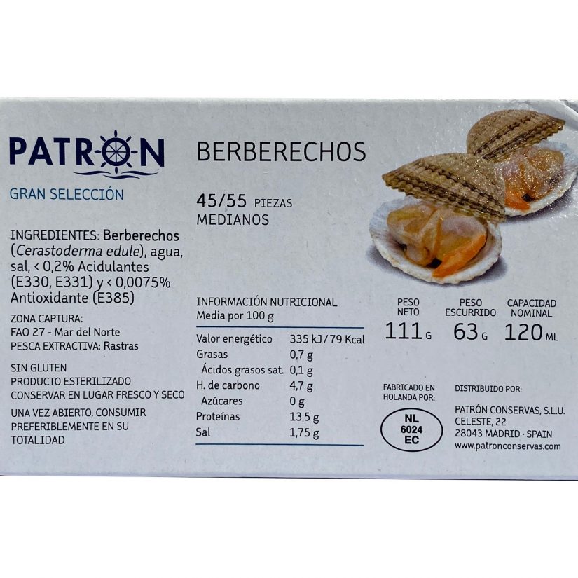 Berberechos Gran Selección PATRON 45/55 piezas