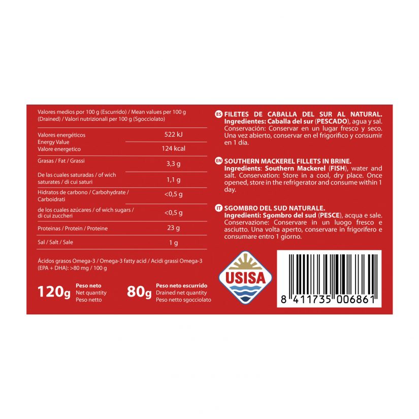 Filetes de Caballa del Sur al natural TEJERO 80gr - Imagen 6