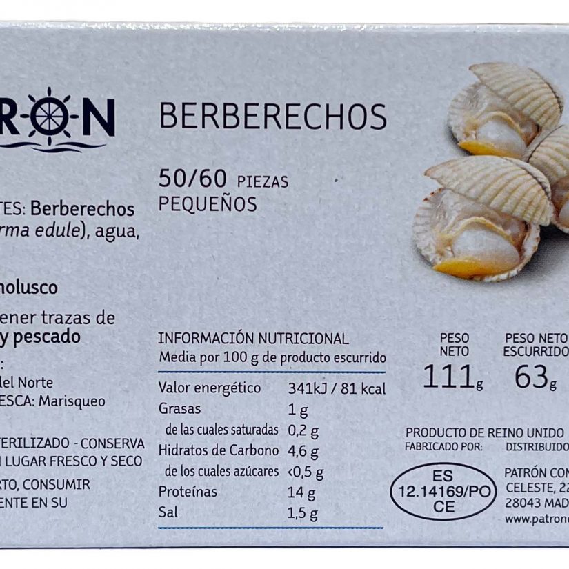 Berberechos Gran Selección PATRON 50/60 piezas